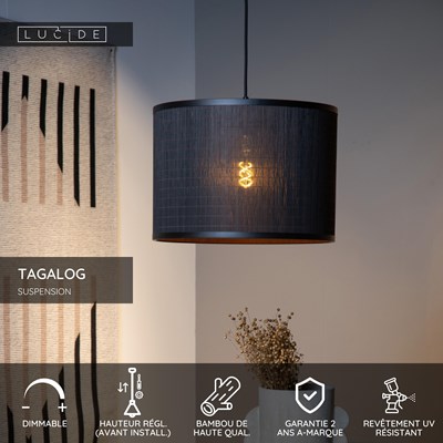 Lucide TAGALOG - Suspension - Ø 40 cm - 1xE27 - Noir